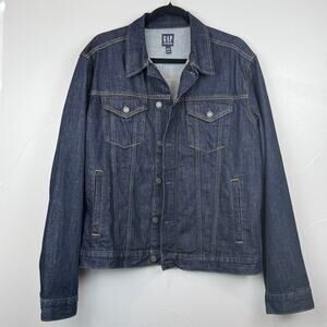 Gap Denim Jacket Men’s L | Dark Wash Trucker Jacket Classic Jean Jacket Nwot